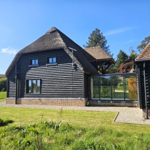 south lodge barn stelling minnis exterior listed building glazed link